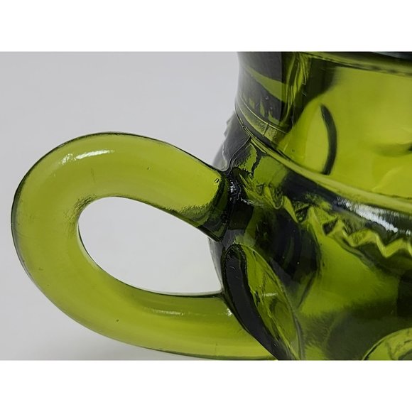 2 Vintage Indiana Glass Avocado Green Kings Crown Thumbprint Coffee/Tea Cups - Picture 8 of 11